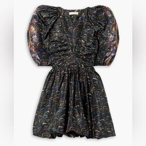 ULLA JOHNSON Gwen printed ruched taffeta mini dress